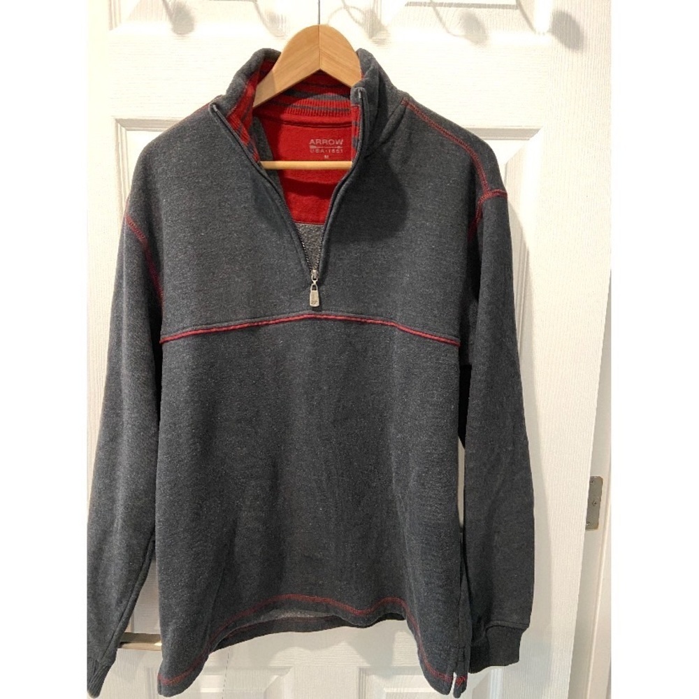 Arrow Men’s Gray 1/4 zip fleece pullover size Medium - Picture 3 of 7